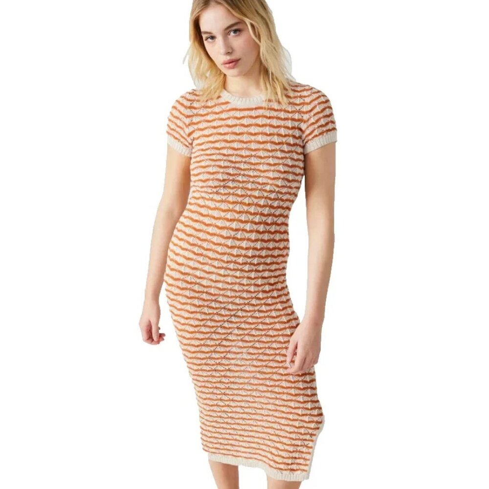 Steve Madden Theresa Sweater Dress L NWT Multi Boho Cozy Knit Midi $99 Retail